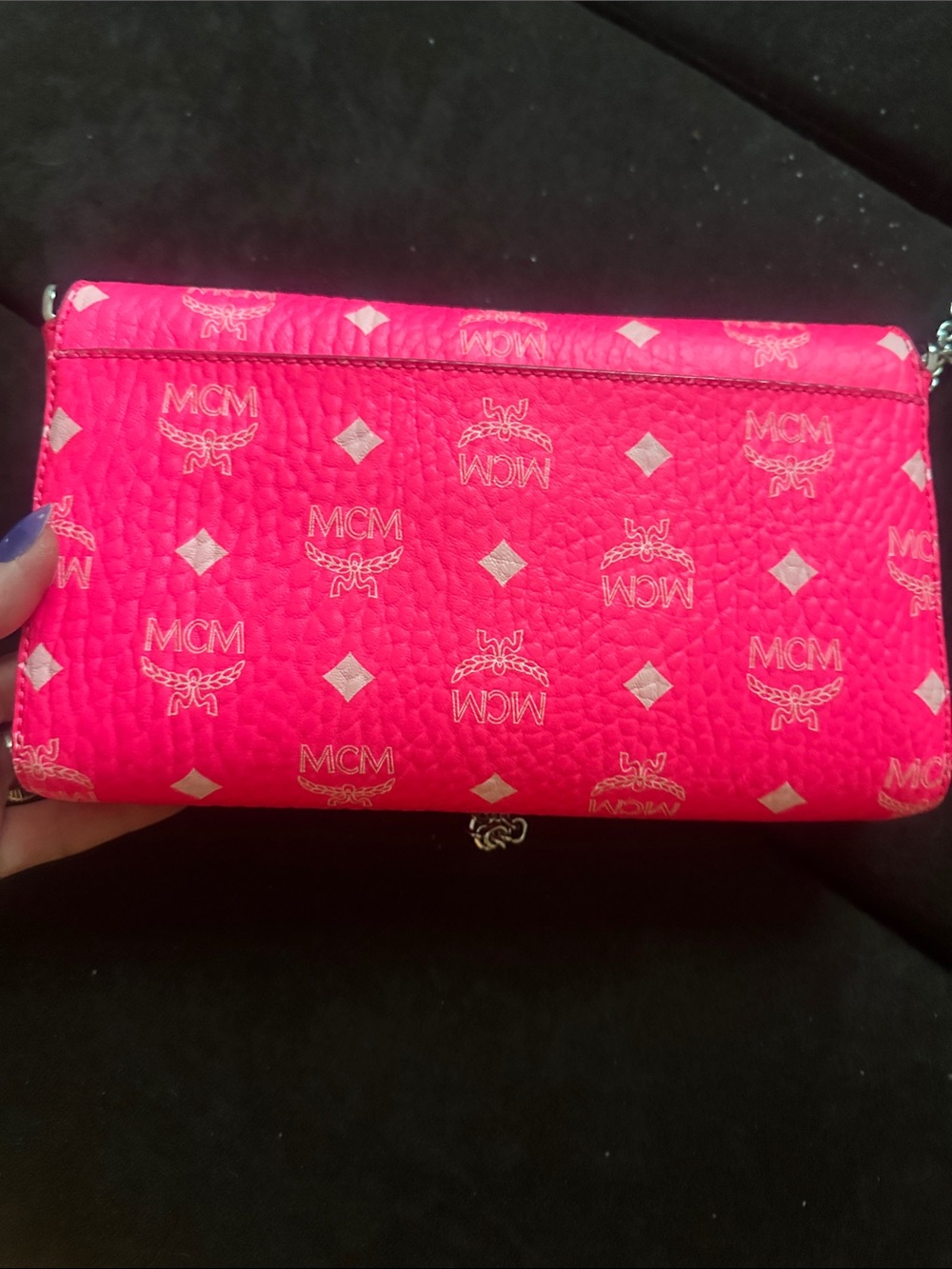 Never used Hot Pink MCM with silver chain - Picture 14 of 16